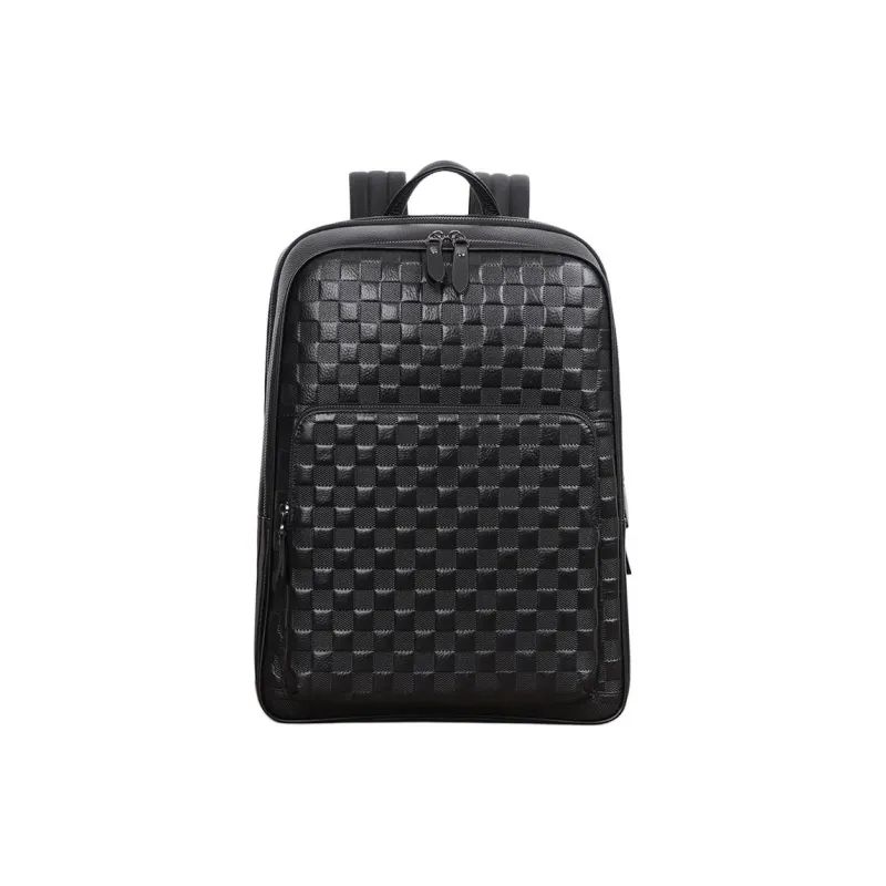 LARTIGENT Top Grain Cow Leather Backpack Large Size Men's Black-0