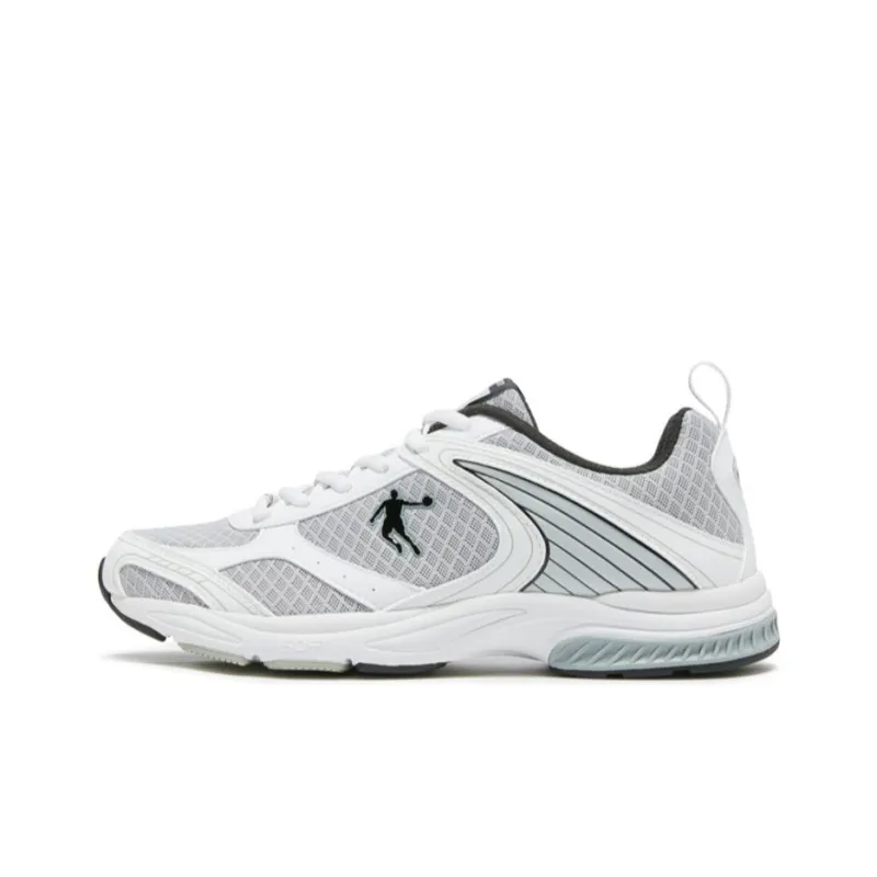 QIAODAN Abrasion Resistant Low Top Running Shoes Men's White Black-0
