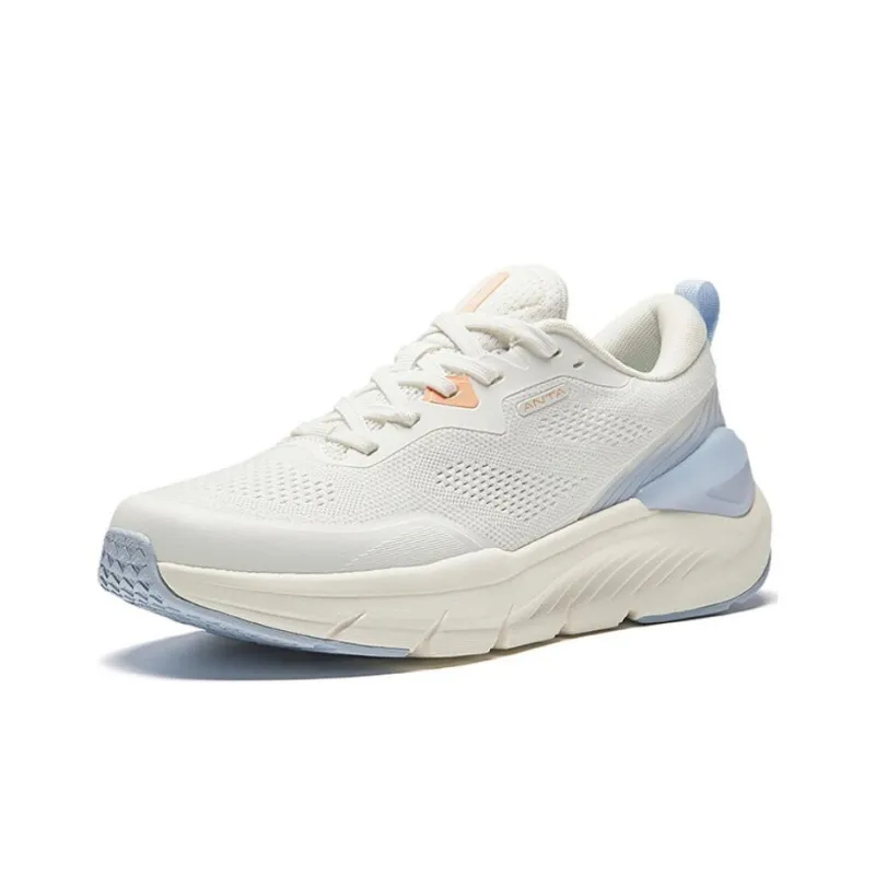 Anta Breathable Lightweight Low Top Running Shoes Women's White Blue-1
