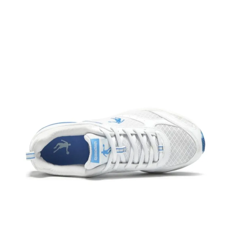 QIAODAN Wear Resistant Low Top Running Shoes Men's White Blue-3