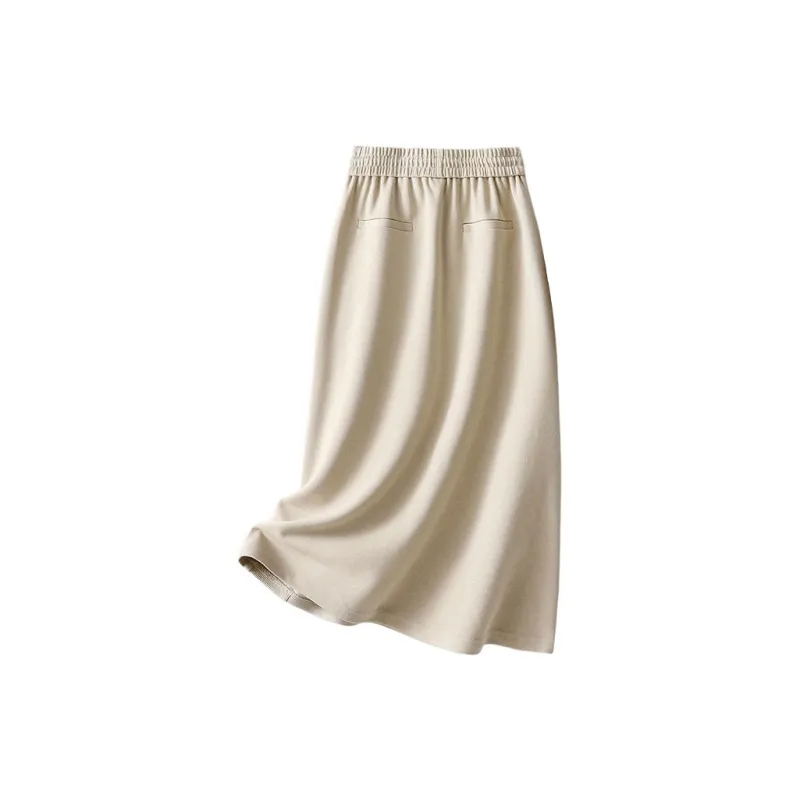 IHIMI Casual Long Skirt Women's Light Khaki-1