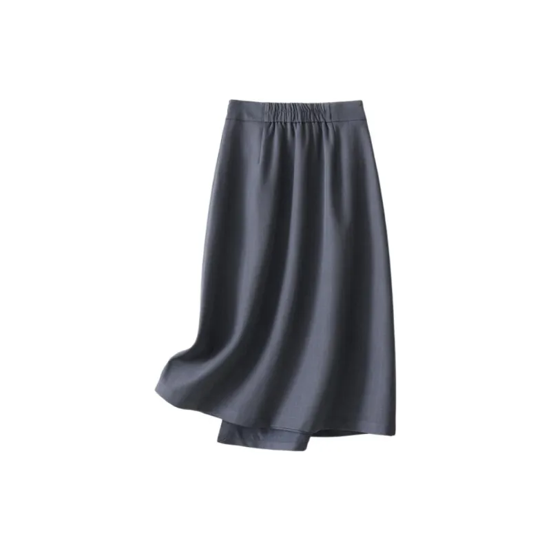IHIMI Casual Long Skirt Women's Blue Gray-1