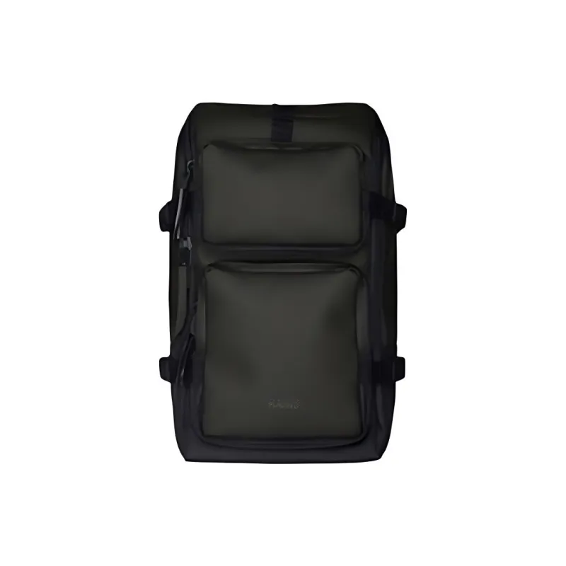 Rains Polyester Backpack Unisex Black/Green/Fossil White/Black With Ebony Brown-2