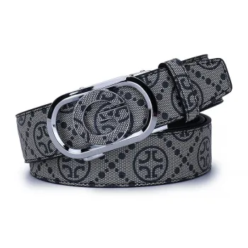 PISHUSHU Automatic Buckle Cow Leather Leather Belts Men's Silver Width: 3.5cm