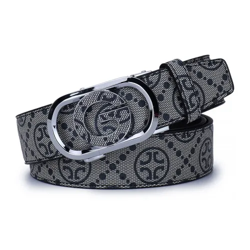 PISHUSHU Automatic Buckle Cow Leather Leather Belts Men's Silver Width: 3.5cm