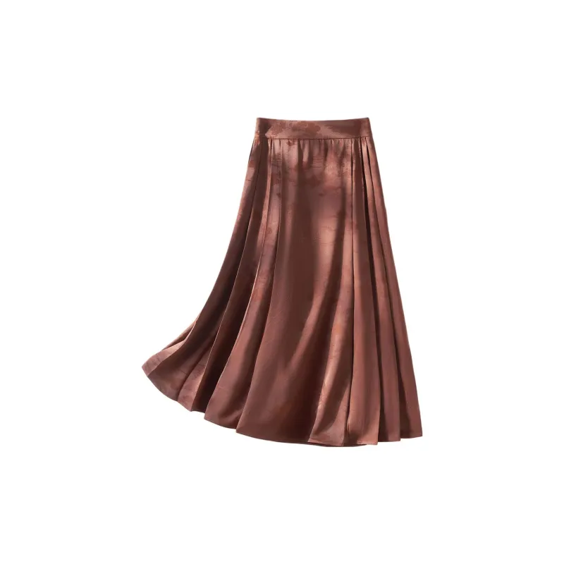 IHIMI Casual Long Skirt Women's Deep Red-1