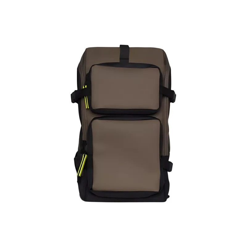 Rains Polyester Backpack Unisex Black/Green/Fossil White/Black With Ebony Brown-6