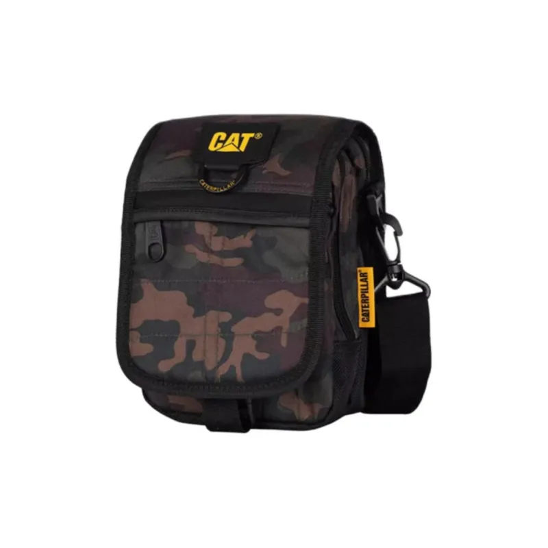 CAT Polyester Shoulder Bag, Crossbody Bag Medium Size Men's Black/Green Camouflage/Blue-6