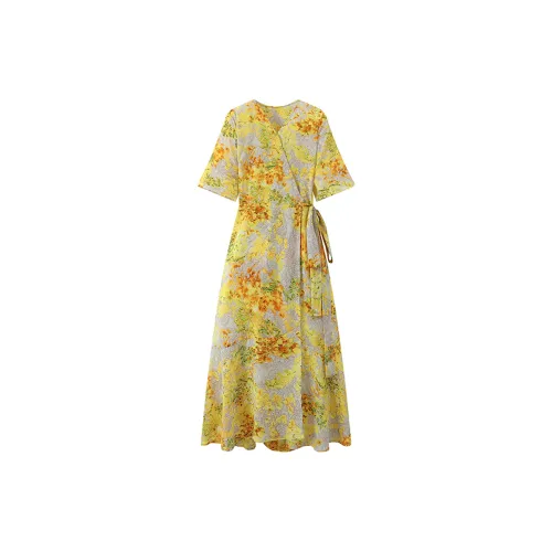 Adeworn Short-Sleeved Dresses Women's Yellow