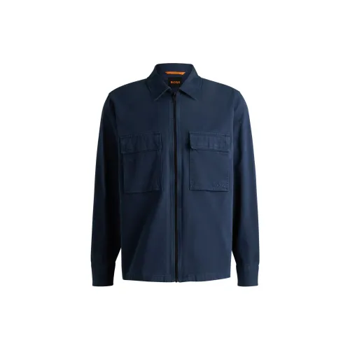 HUGO BOSS Jackets Men Natural Blue