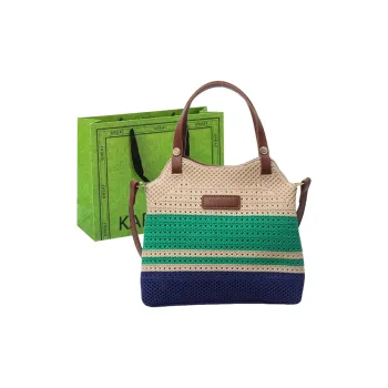 KARUISHA Woven Crossbody Bag Regular Women's Green & Blue/Khaki