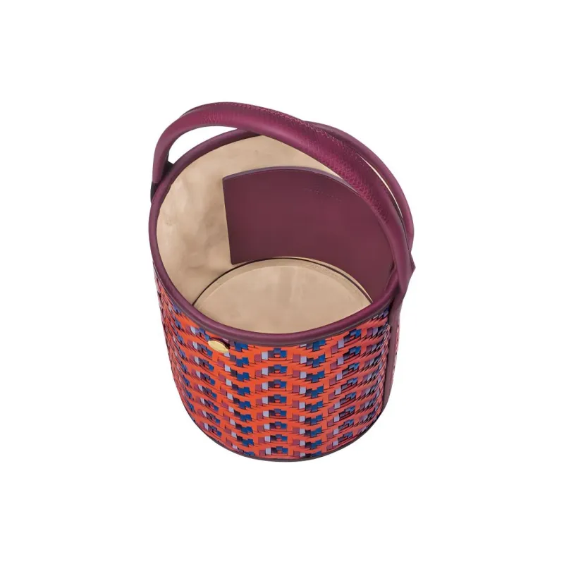 LONGCHAMP Épure Cow Leather Bucket Bag Handbag Small Size Women's Orange, Blue & Multicolor-6