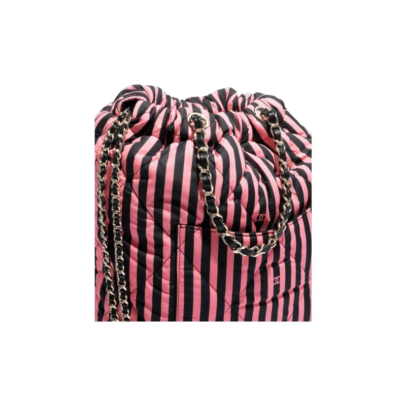 CHANEL Leather Backpack Tubas Women's Black & Pink-2