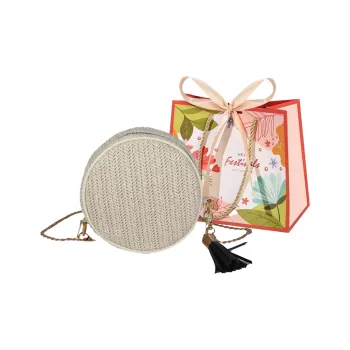 Cwatcun Straw Woven Shoulder Bag Women's Khaki/White