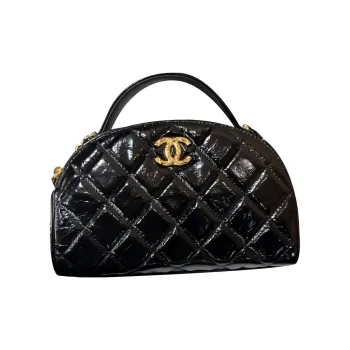 CHANEL Sheepskin Bowling Bag Portable Crossbody Bag Shoulder Bag Women's Black