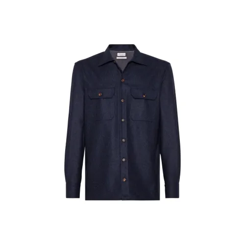 Brunello Cucinelli Shirts Men Marine Blue