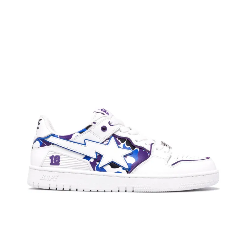 A BATHING APE Low Top Skateboard Shoes Men's White Purple-1