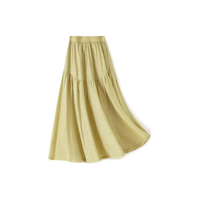 IHIMI Casual Long Skirt Women's Mustard Yellow-1