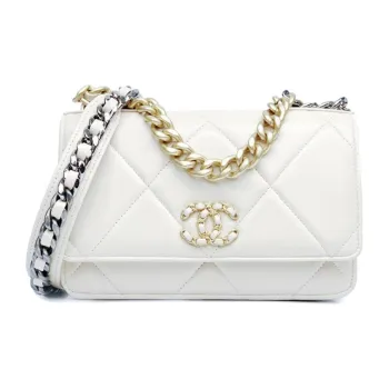 CHANEL 19BagWOC Lambskin Portable Crossbody Bag, Shoulder Bag Women's White