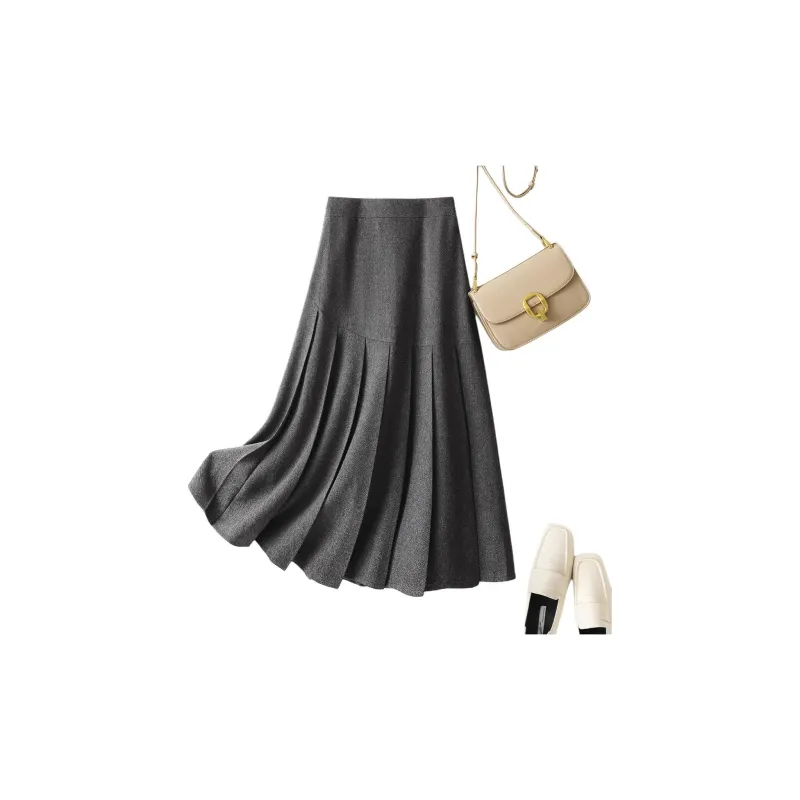 IHIMI Casual Long Skirts Women's Dark Gray-1