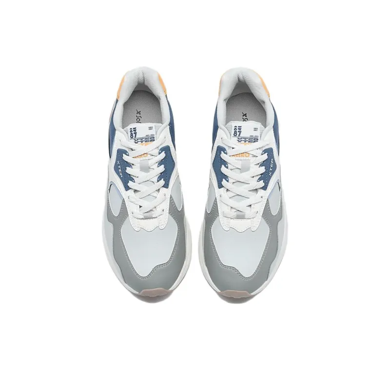 XTEP Lightyear Wear resistant And Lightweight Low Top Casual Shoes Men's White Blue Gray-4