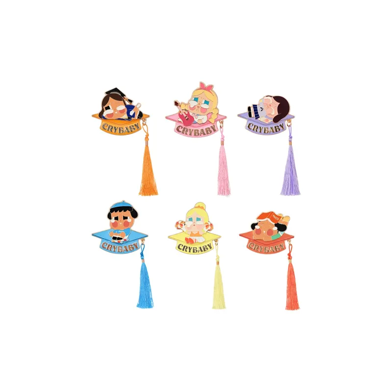 POP MART CRYBABY Sunset Concert Collection Badge Blind Box Products Single Mystery Box/Full Box 6 Pcs-0