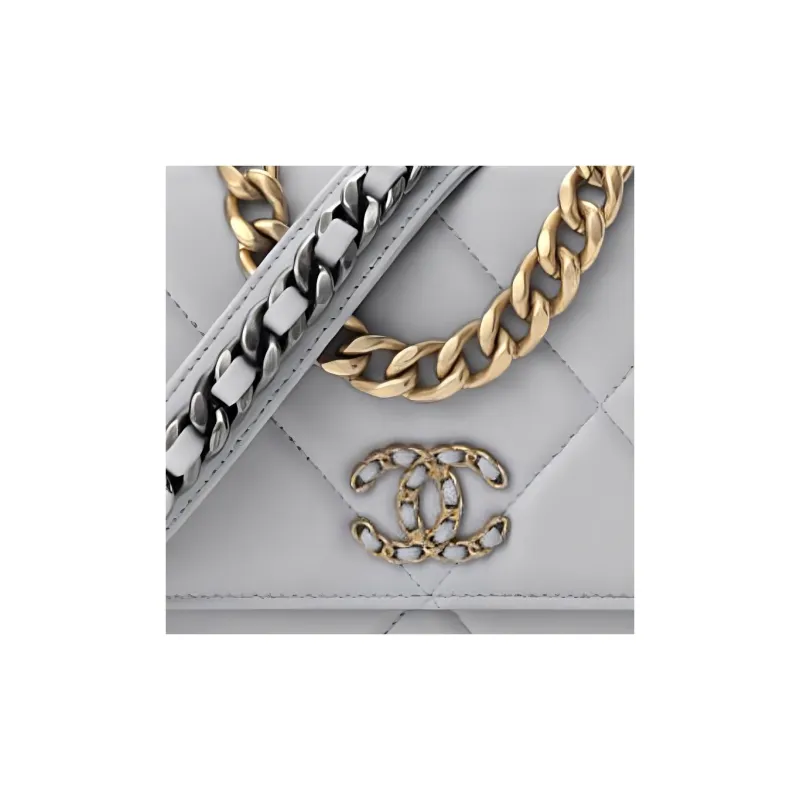 CHANEL 19BagWOC Lambskin Handbag, Shoulder Bag, Crossbody Bag Tubas Women's Gray-1