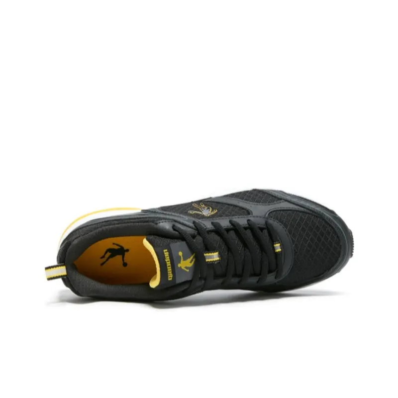 QIAODAN Wear Resistant Low Top Running Shoes Men's Black Yellow-3