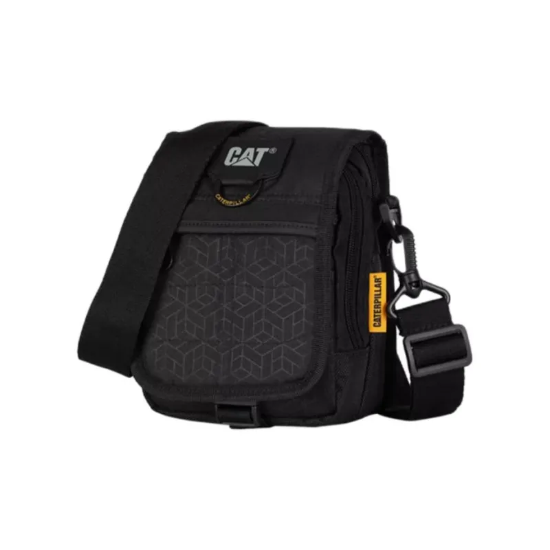 CAT Polyester Shoulder Bag, Crossbody Bag Medium Size Men's Black/Green Camouflage/Blue-1