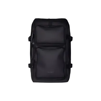 Rains Polyester Backpack Unisex Black/Green/Fossil White/Black With Ebony Brown