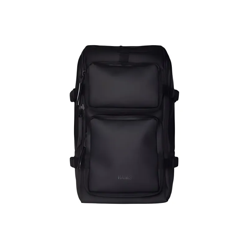 Rains Polyester Backpack Unisex Black/Green/Fossil White/Black With Ebony Brown-0