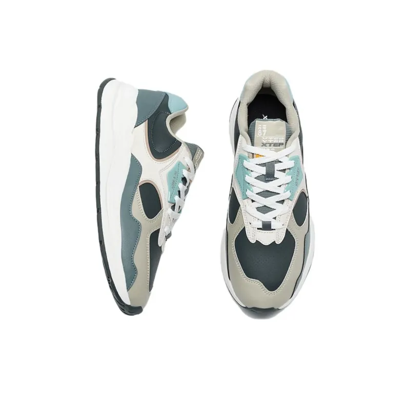 XTEP Lightyear Wear-resistant And Lightweight Low-Top Casual Shoes Men's Black Beige Green-3