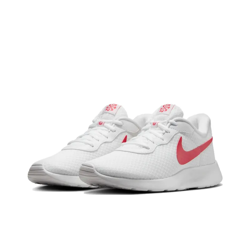 Nike Tanjun Breathable And Resilient Low Top Running Shoes Women's White Red-2