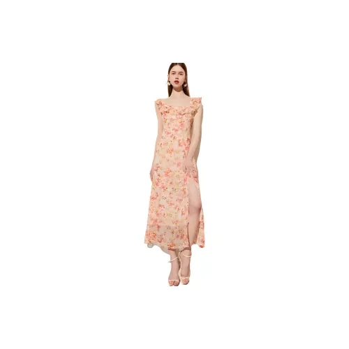 DPLAY Slip Dresses Women's Oil Painting Blurred Rose