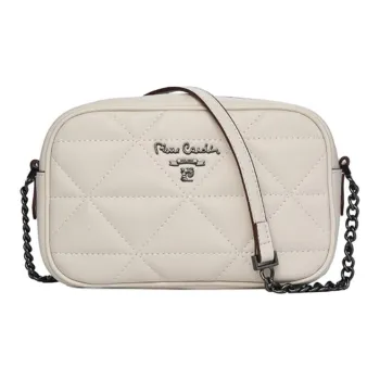 PIERRE CARDIN Synthetic Leather Bonded Split Cow Leather Crossbody Bag Shoulder Bag Women's Beige/Black