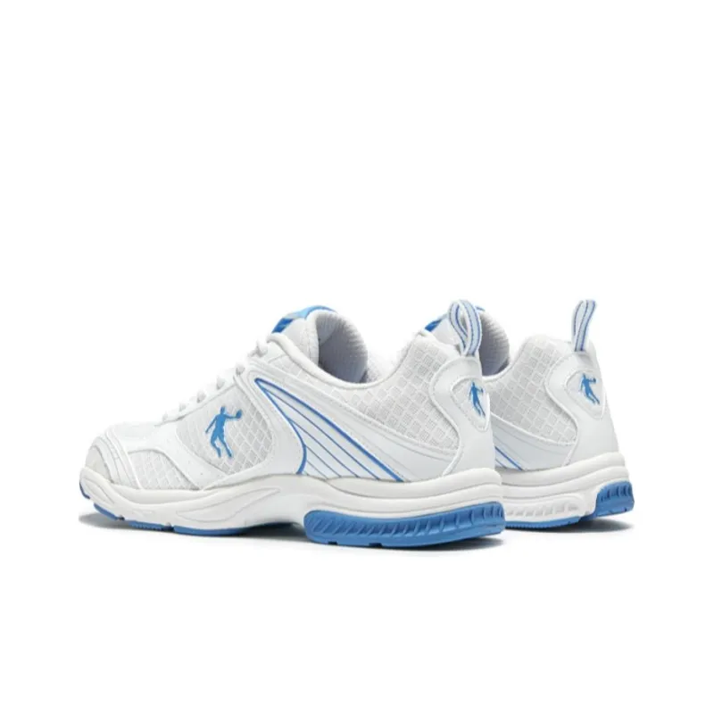 QIAODAN Wear Resistant Low Top Running Shoes Men's White Blue-2