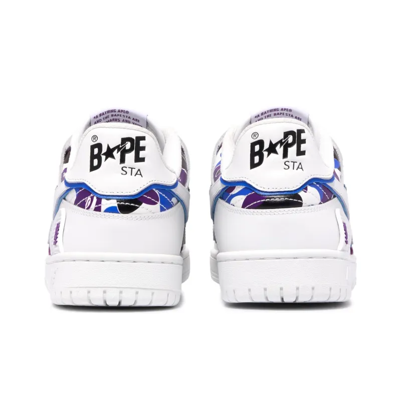 A BATHING APE Low Top Skateboard Shoes Men's White Purple-3
