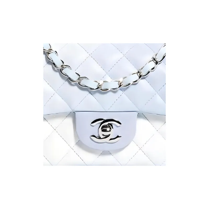CHANEL Classic Flap CF Leather Shoulder Bag, Crossbody Bag Women's Blue & Purple & White-1