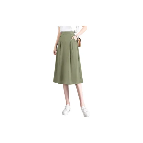 Mo Han Yi Mei Casual Long Skirts Women's Green