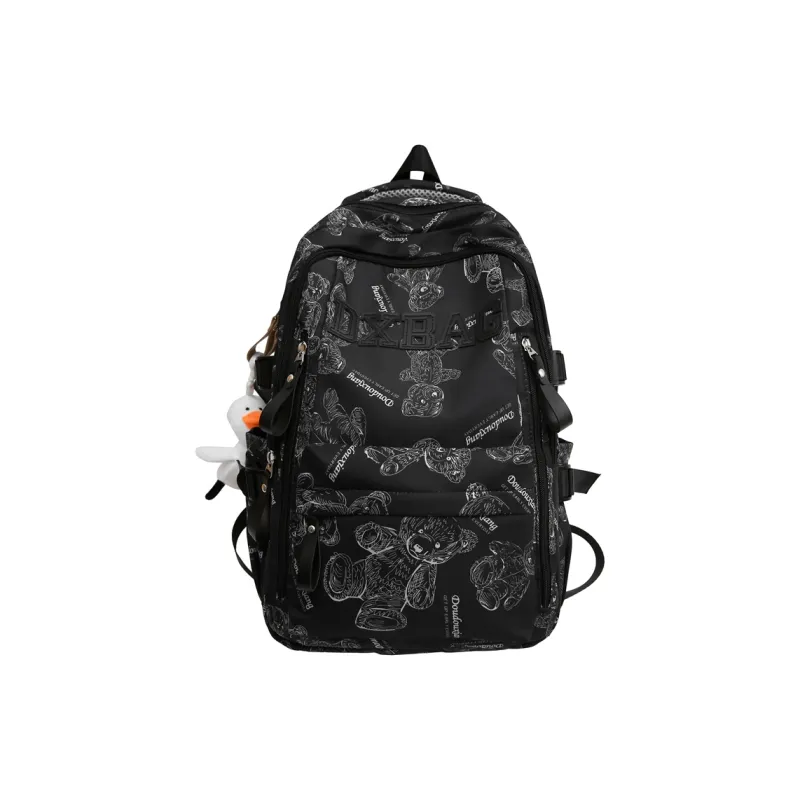 Cwatcun Nylon Backpack Regular Unisex Black/White/Red/Green-0