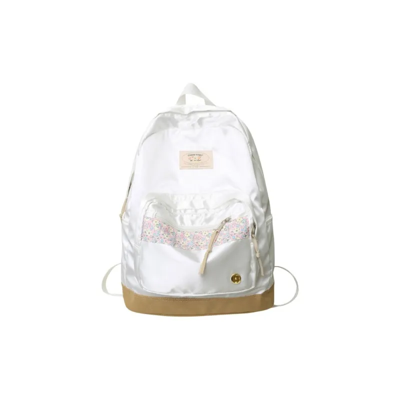KAMLUI Nylon With Reverse Fabric Backpacks Backpack Regular Unisex White/Black-0