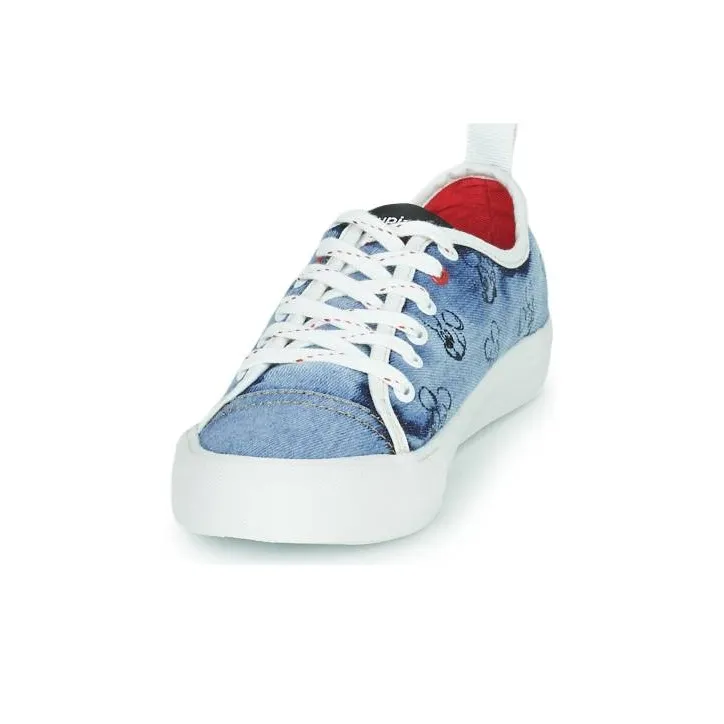 Desigual Alpha Mick Ey Denim Abrasion Resistant Low Top Skateboard Shoes Women's Blue-3