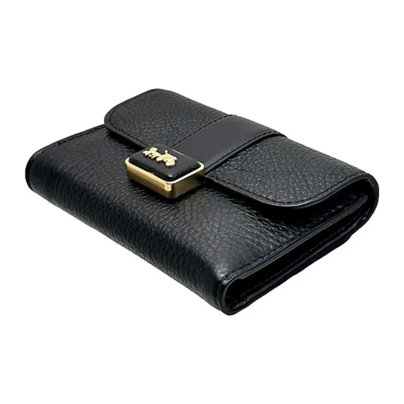 COACH Grace Refined Pebbled Leather With Smooth Leather Accents Clutches Wallets Medium Size Women's Black-2
