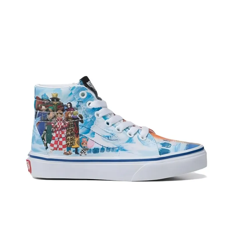 One Piece x Vans SK8 'Punk Hazard' Anti-Slip Wear-Resistant High-Top Skateboard Shoes Unisex Blue Orange-1
