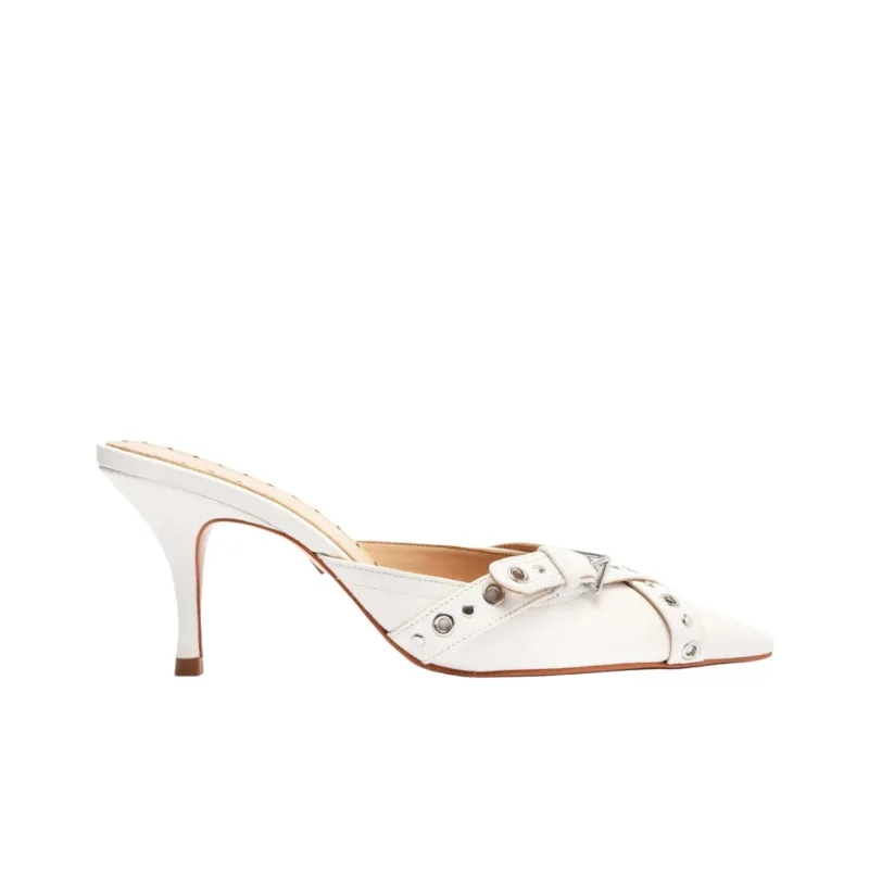 Schutz Abrasion-Resistant Closed Toe Slippers 8cm Women's White-1