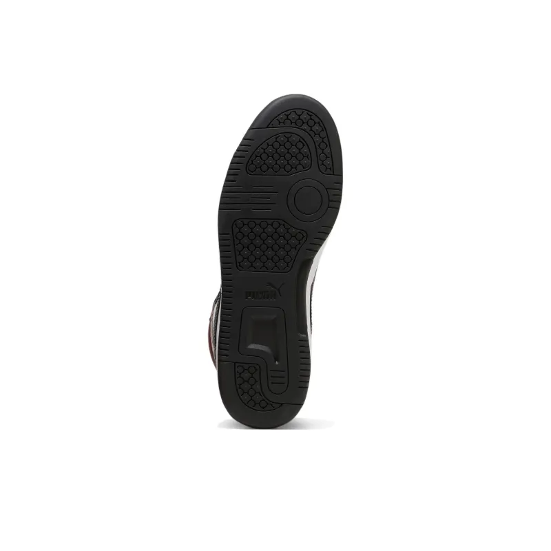 PUMA REBOUND Anti Slip Wear Resistant High Top Skateboard Shoes Unisex White Black Red-4