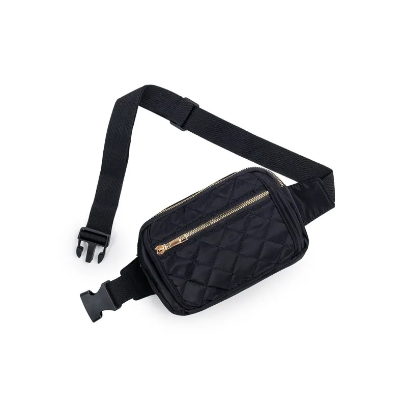 ROSEROOEN Polyester Fanny Pack Regular Unisex Black/Pink/Ecru-2