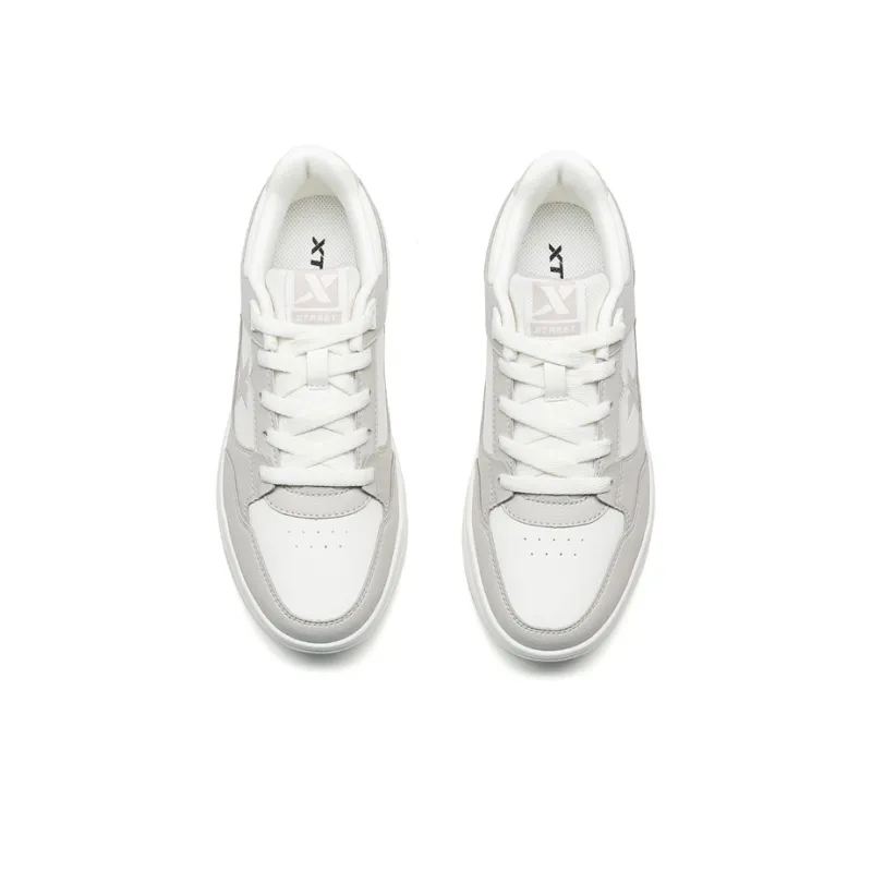 XTEP Lightweight Coverage Low Top Skateboard Shoes Women's Dove Gray/Sail White-5