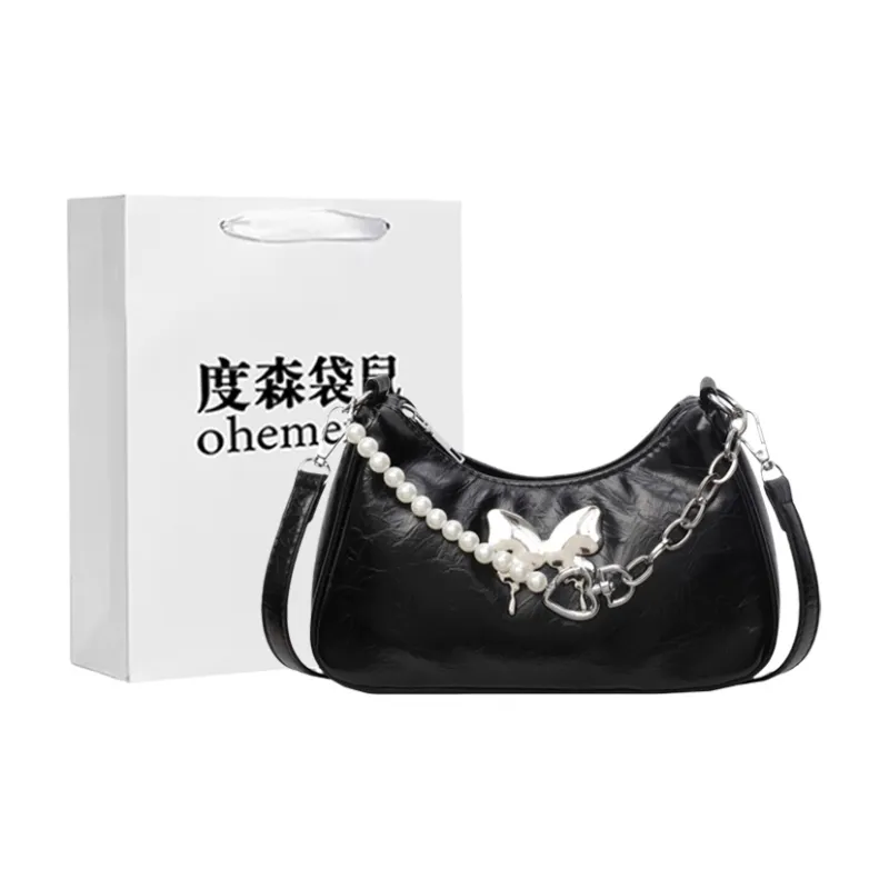 Dusen Kangaroo PU Shoulder Bag, Crossbody Bag Regular Women's Silver/Black/Pink/Ecru-7