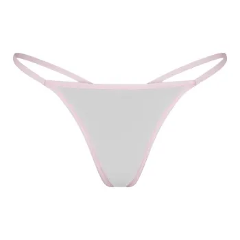 SKIMS FITS EVERYBODY CONTRAST TRIM STRING THONG Underpants Women's 1 Pack Platinum/Gold